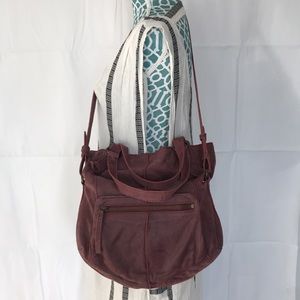 Marc New York Brand Burgundy Nubuck Leather Convertible Crossbody Shoulder Purse